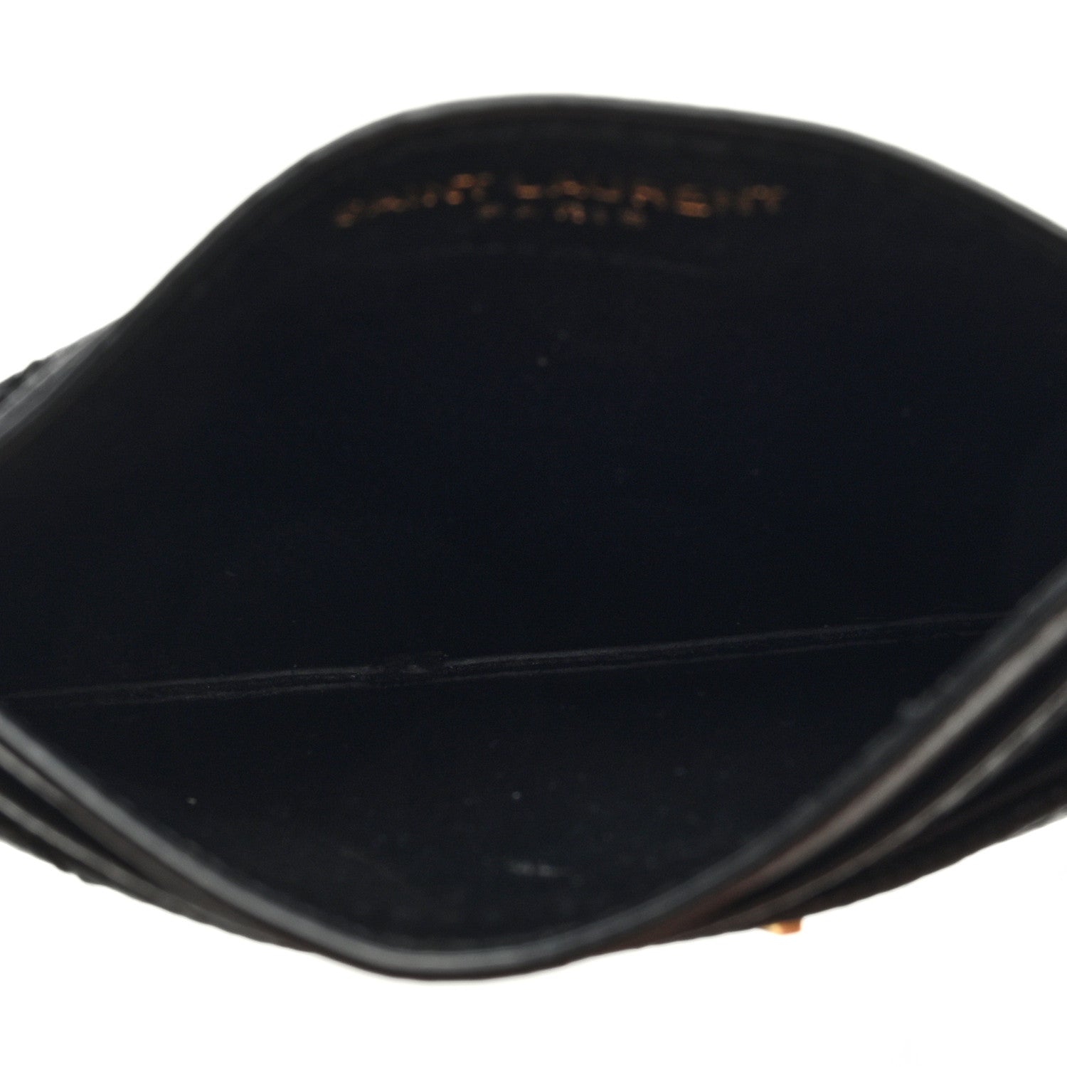 Saint Laurent Grain De Poudre Matelasse Chevron Monogram Credit Card Case Black 5 of 6
