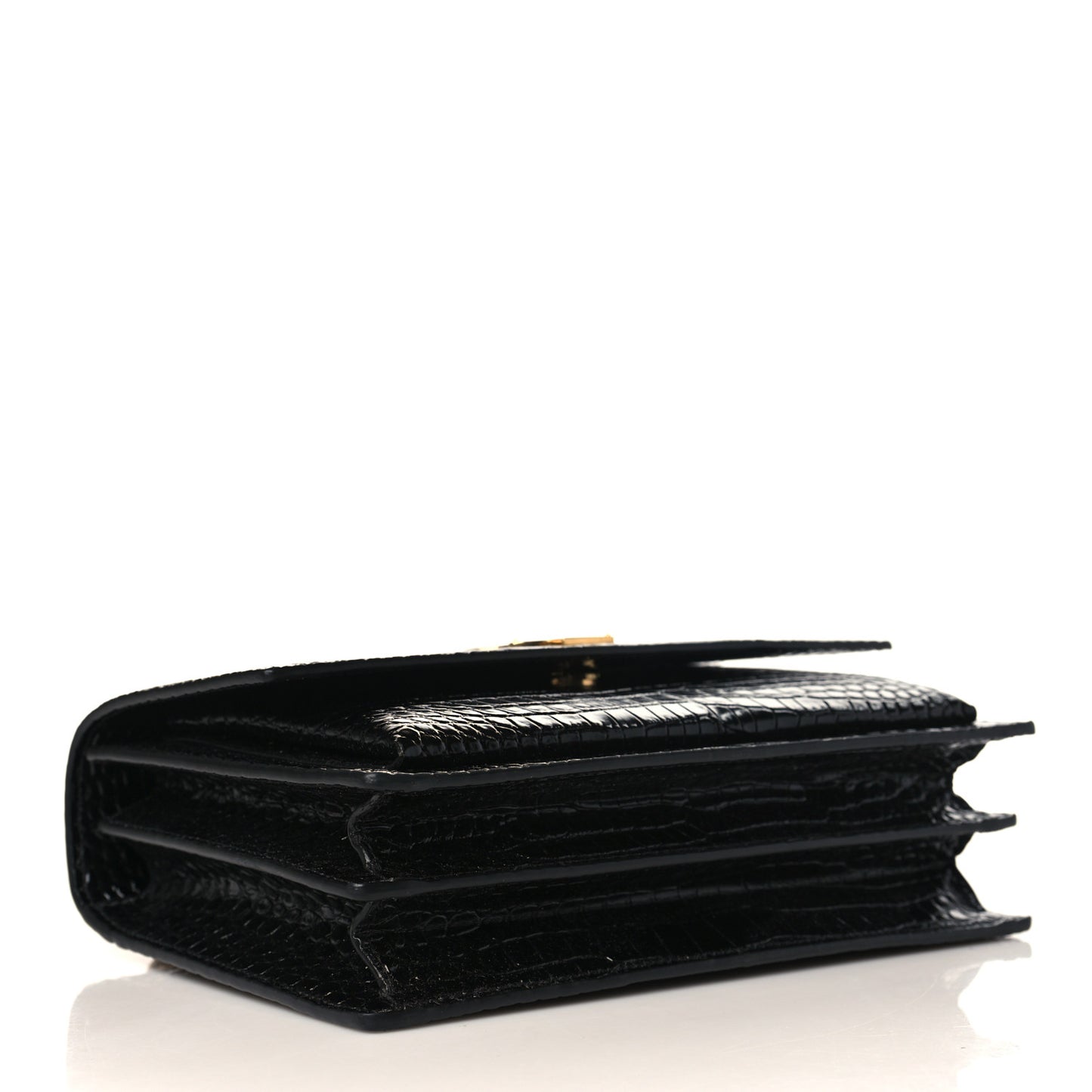 Calfskin Crocodile Embossed Medium Monogram Sunset Black
