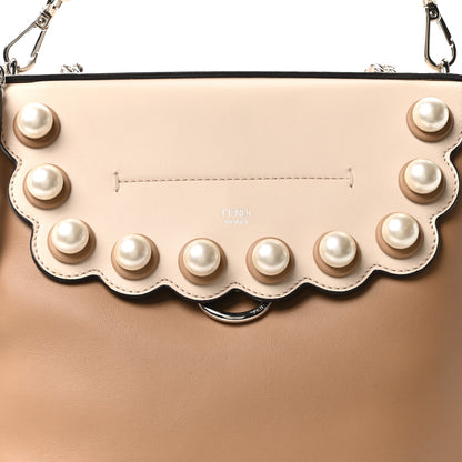 Fendi Vitello Century Pearl Bi-Color Scalloped Back to School Backpack Cuoio Camelia 8 of 10
