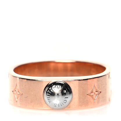 Louis Vuitton Brass Monogram Engraved Nanogram Ring M Pink Gold 1 of 6