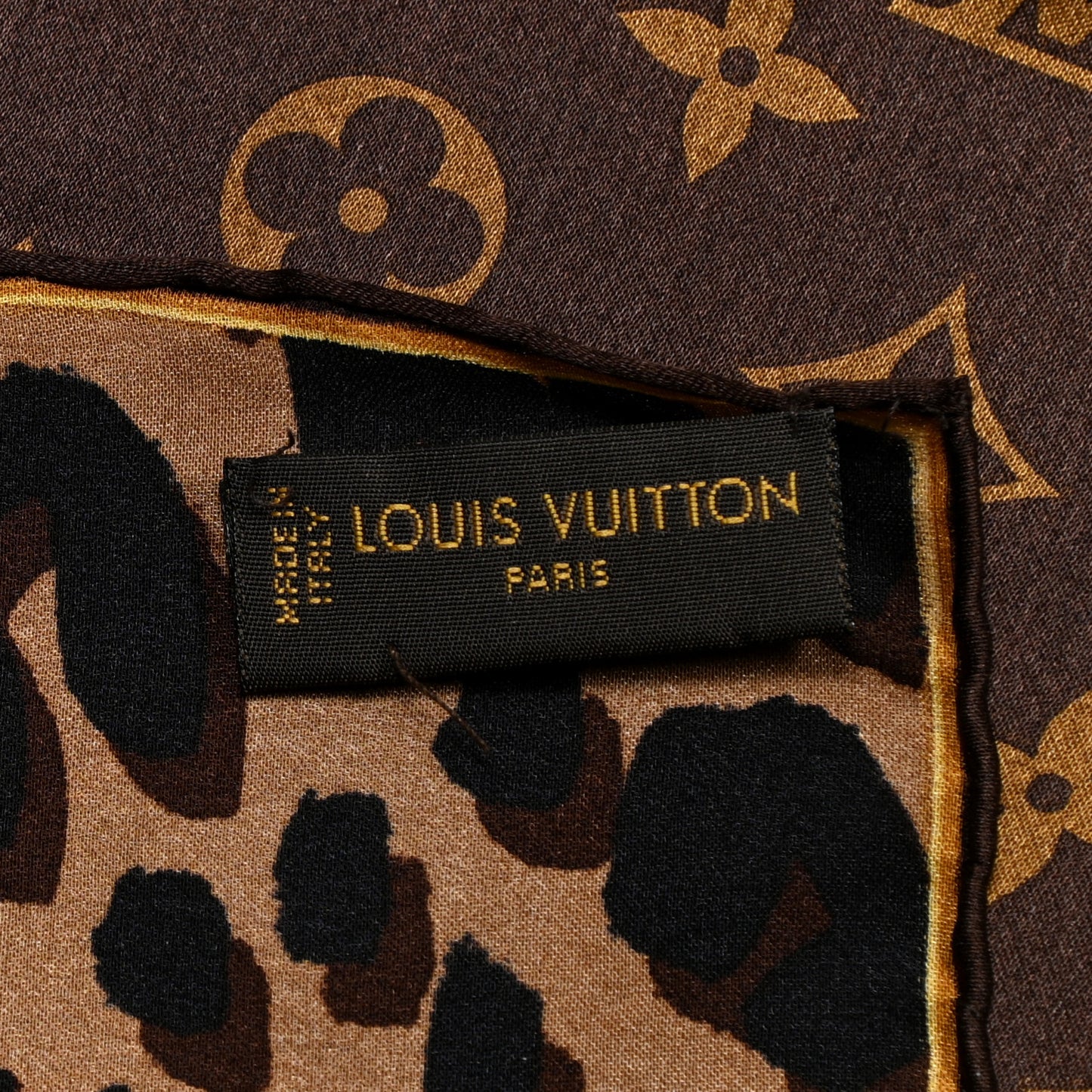 Silk Leopard Monogram Square Scarf