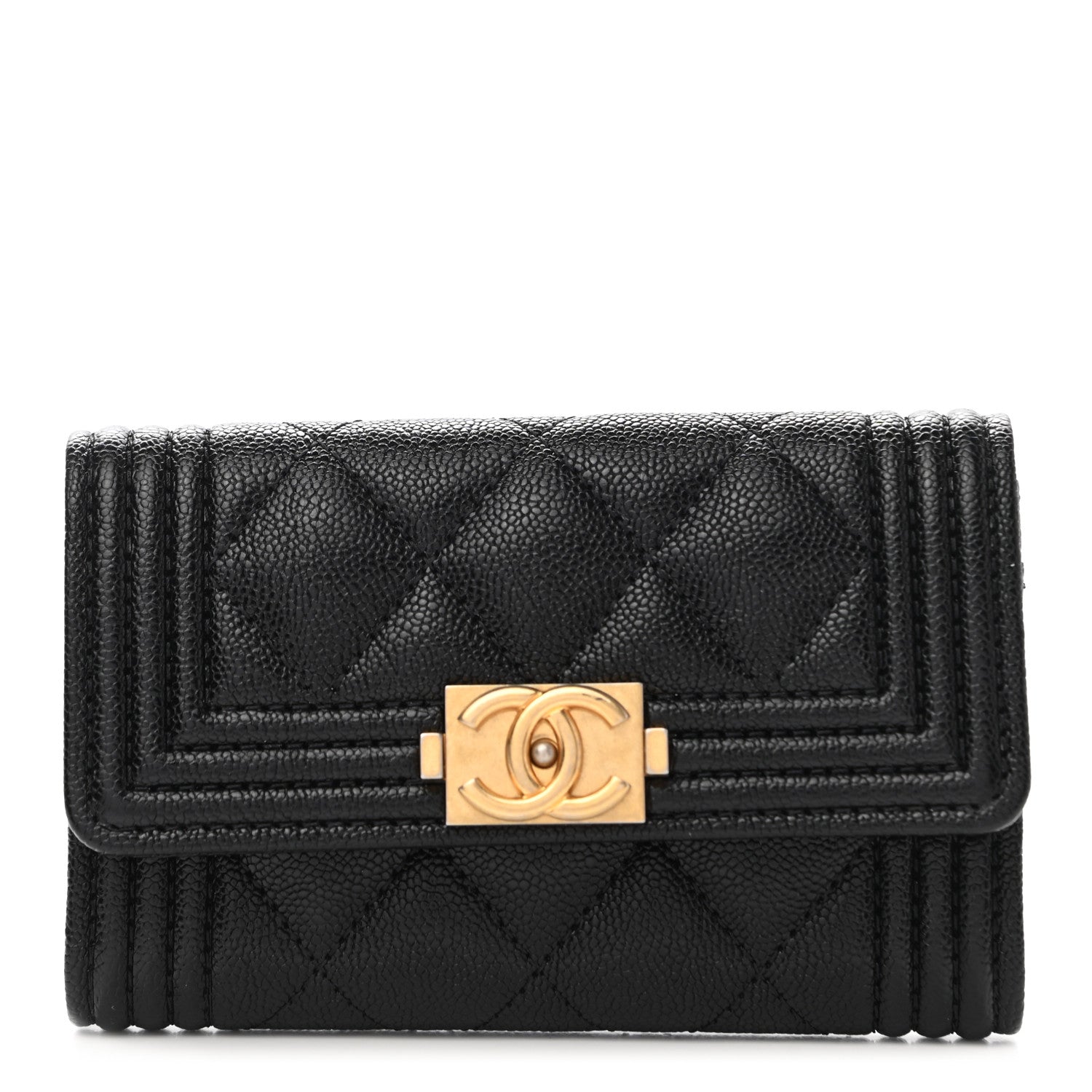 Chanel Caviar Quilted Boy Flap Card Holder Black 1 of 9