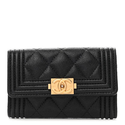 Chanel Caviar Quilted Boy Flap Card Holder Black 1 of 9