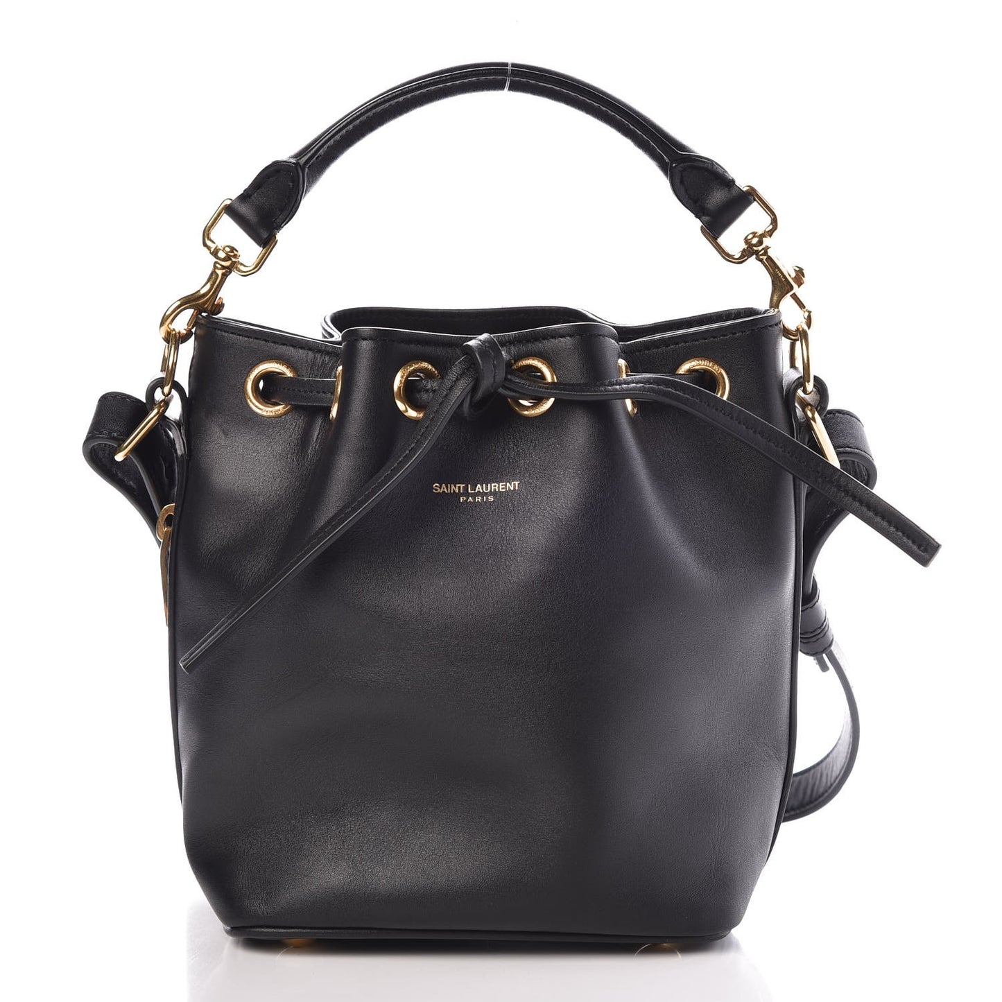 Calfskin Small Emmanuelle Bucket Bag Black