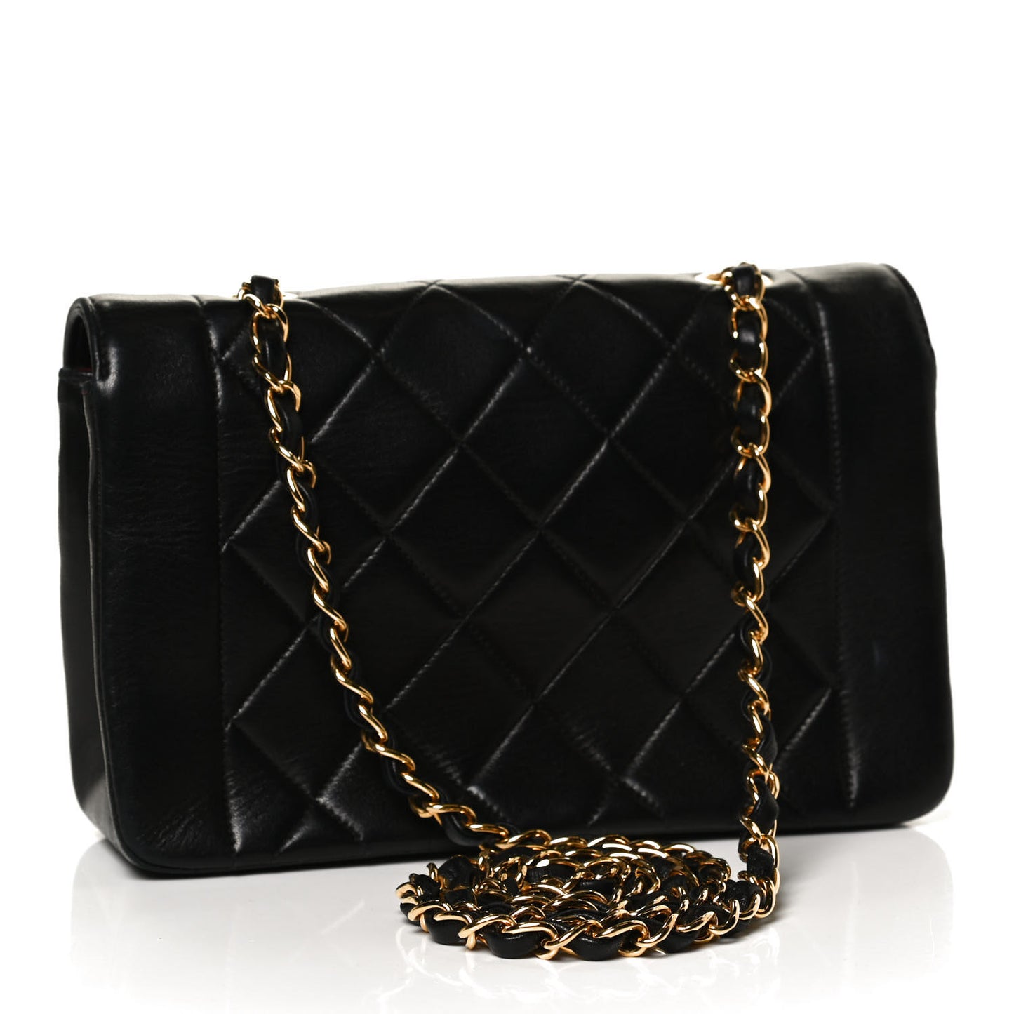 Lambskin Quilted Small Single Flap Black