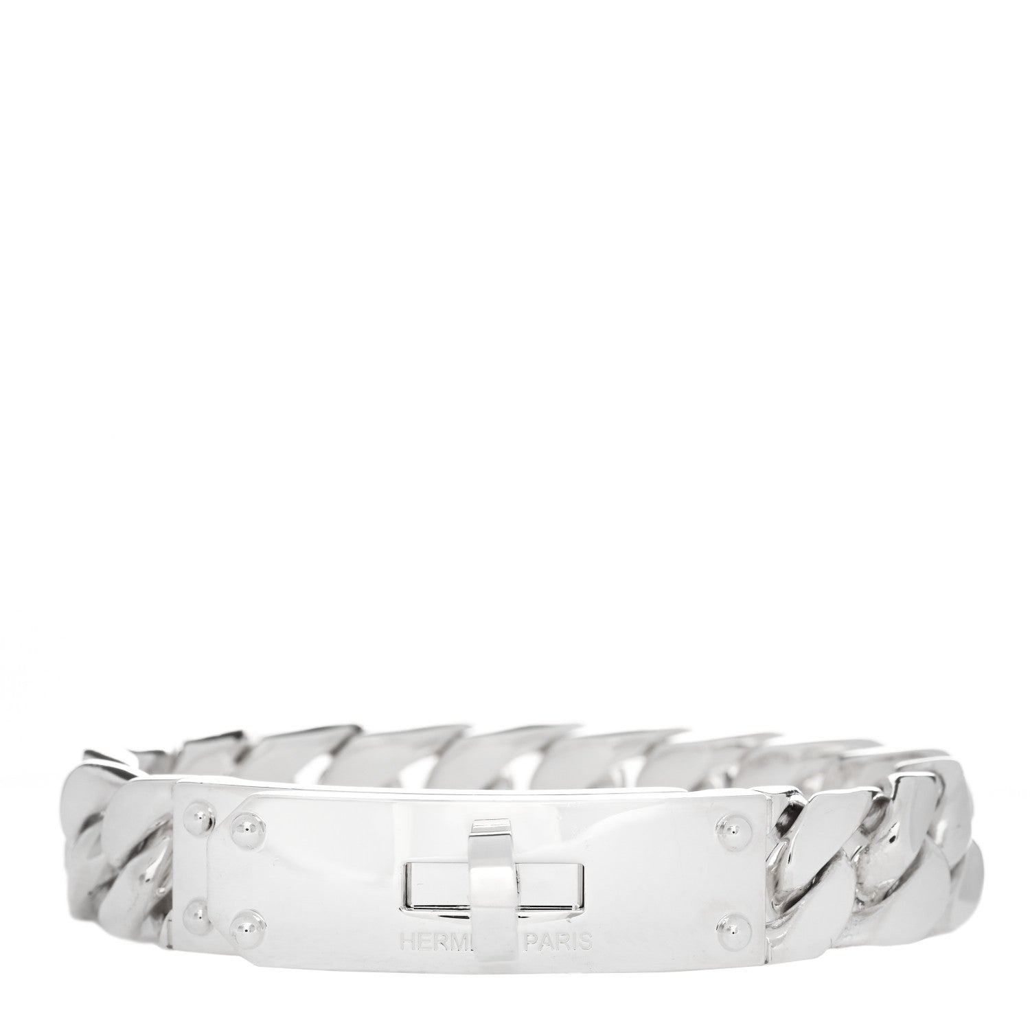Hermes Sterling Silver GM Kelly Gourmette Bracelet SH 1 of 4