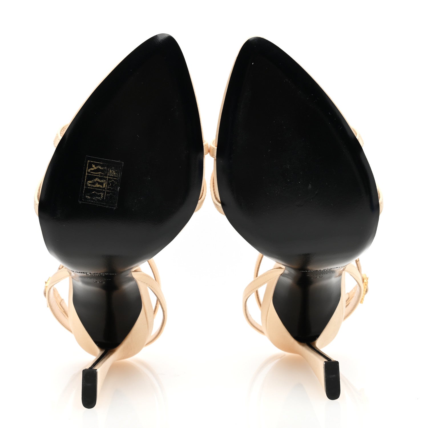 Saint Laurent Calfskin Satin Crystal Gippy 110 Sandals 39 Soft Nude 5 of 6