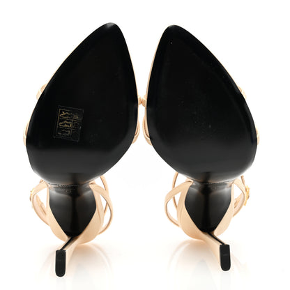 Saint Laurent Calfskin Satin Crystal Gippy 110 Sandals 39 Soft Nude 5 of 6