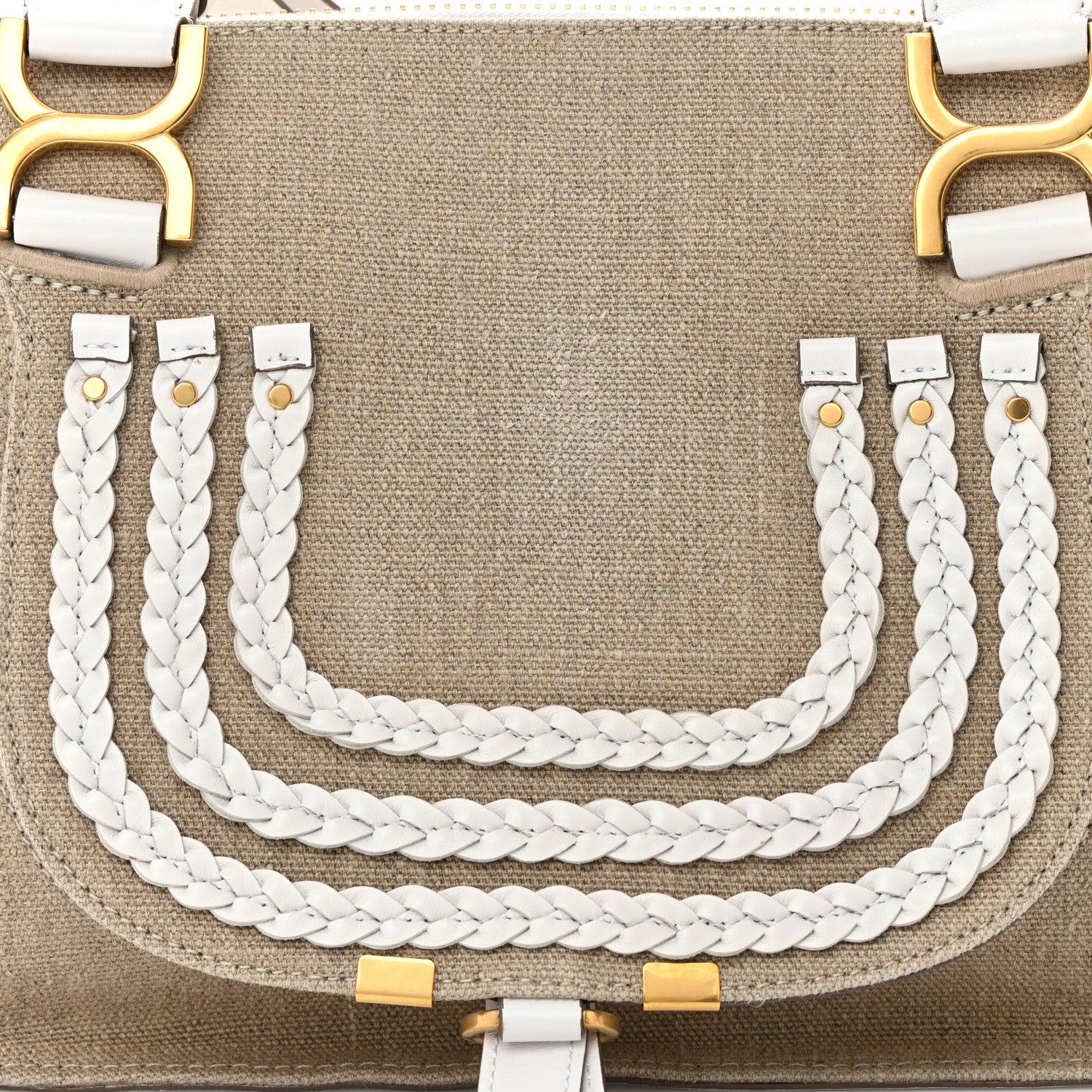Chloe Canvas Calfskin Small Marcie Satchel White 8 of 19
