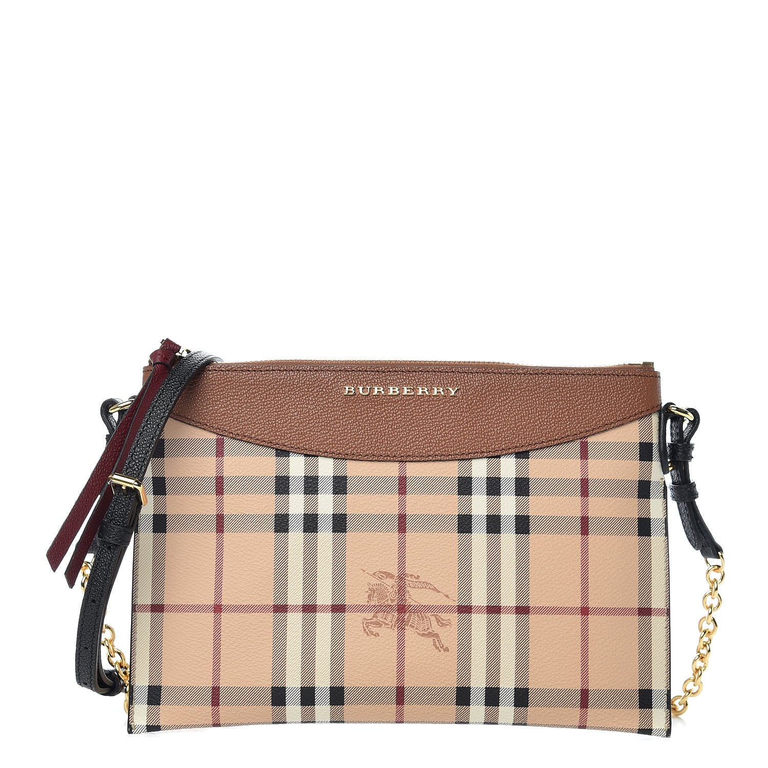 Burberry Haymarket Check Peyton Crossbody Clutch Bag Toffee 1 of 9
