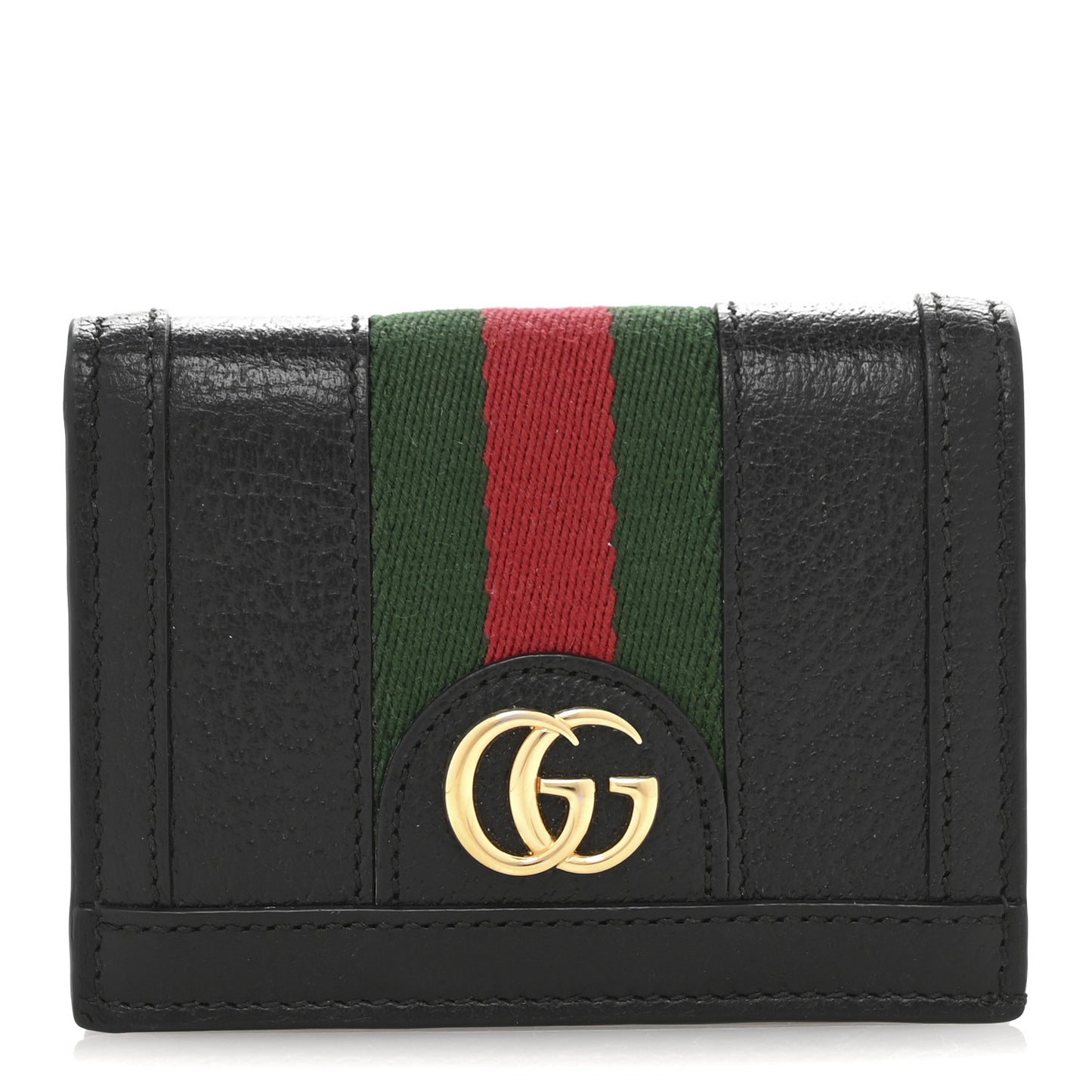 Calfskin Web Ophidia Card Case Black