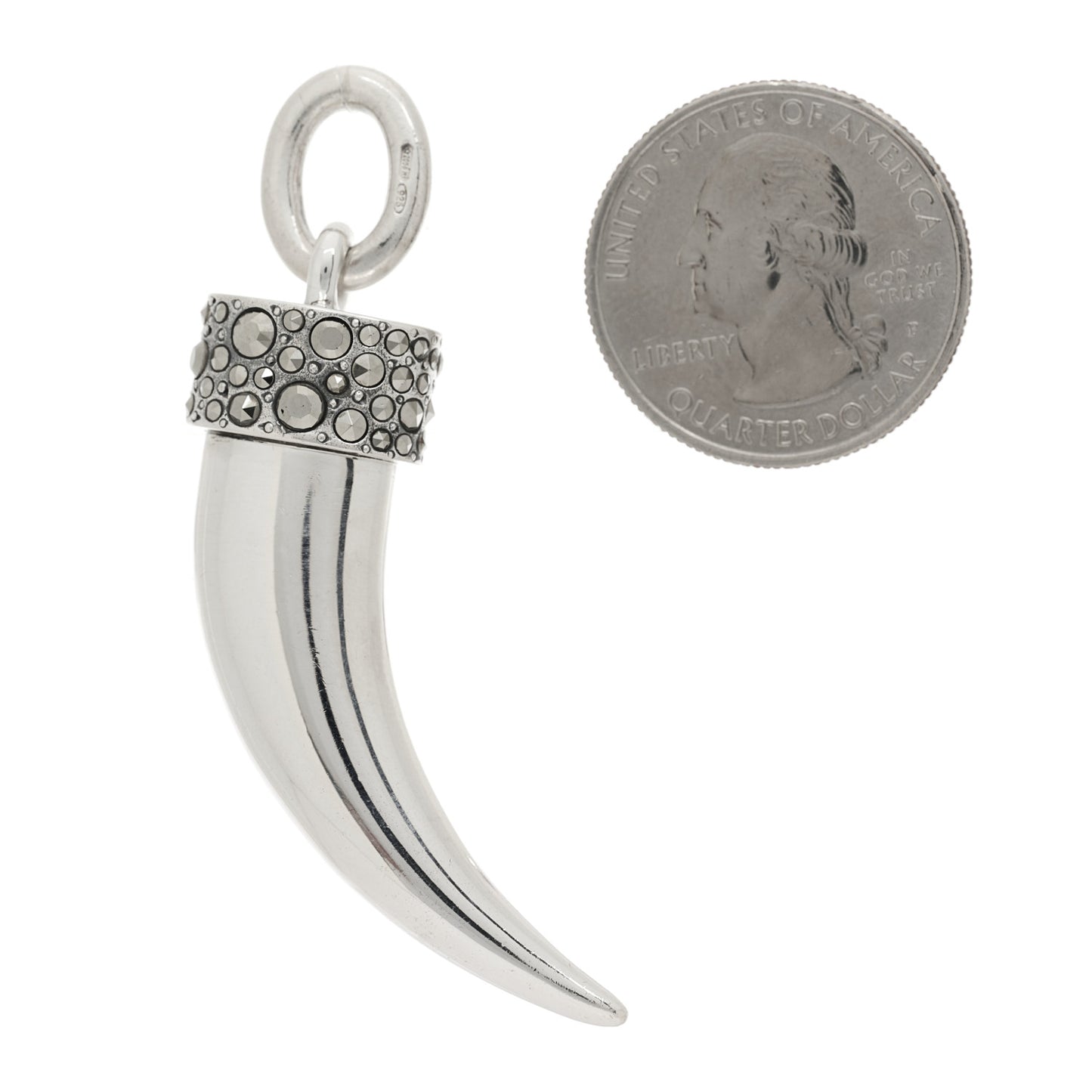 Sterling Silver Marcasite Horn Pendant