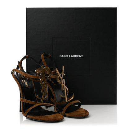 Saint Laurent Suede Cassandra 110 Sandals 37 Brown 11 of 11