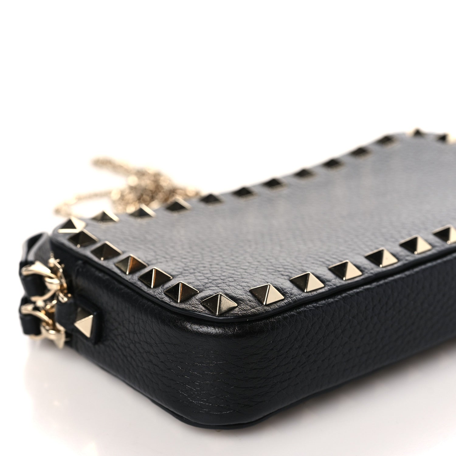Valentino Garavani Pebbled Calfskin Rockstud Small Chain Shoulder Bag Black 9 of 10