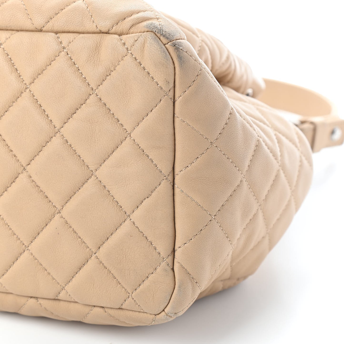 Lambskin Quilted Small CC Chain Bucket Bag Beige