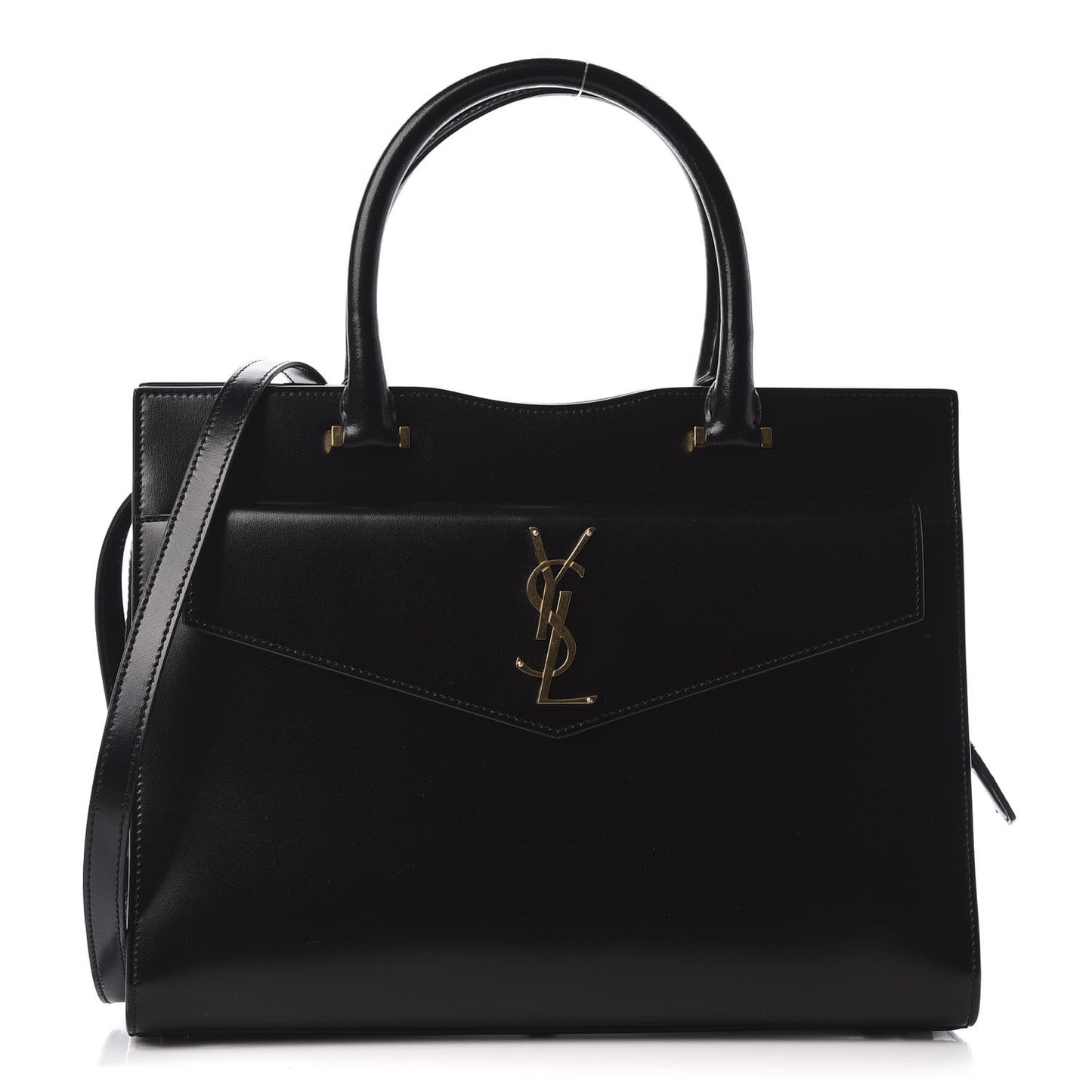 Shiny Calfskin Medium Uptown Tote Black