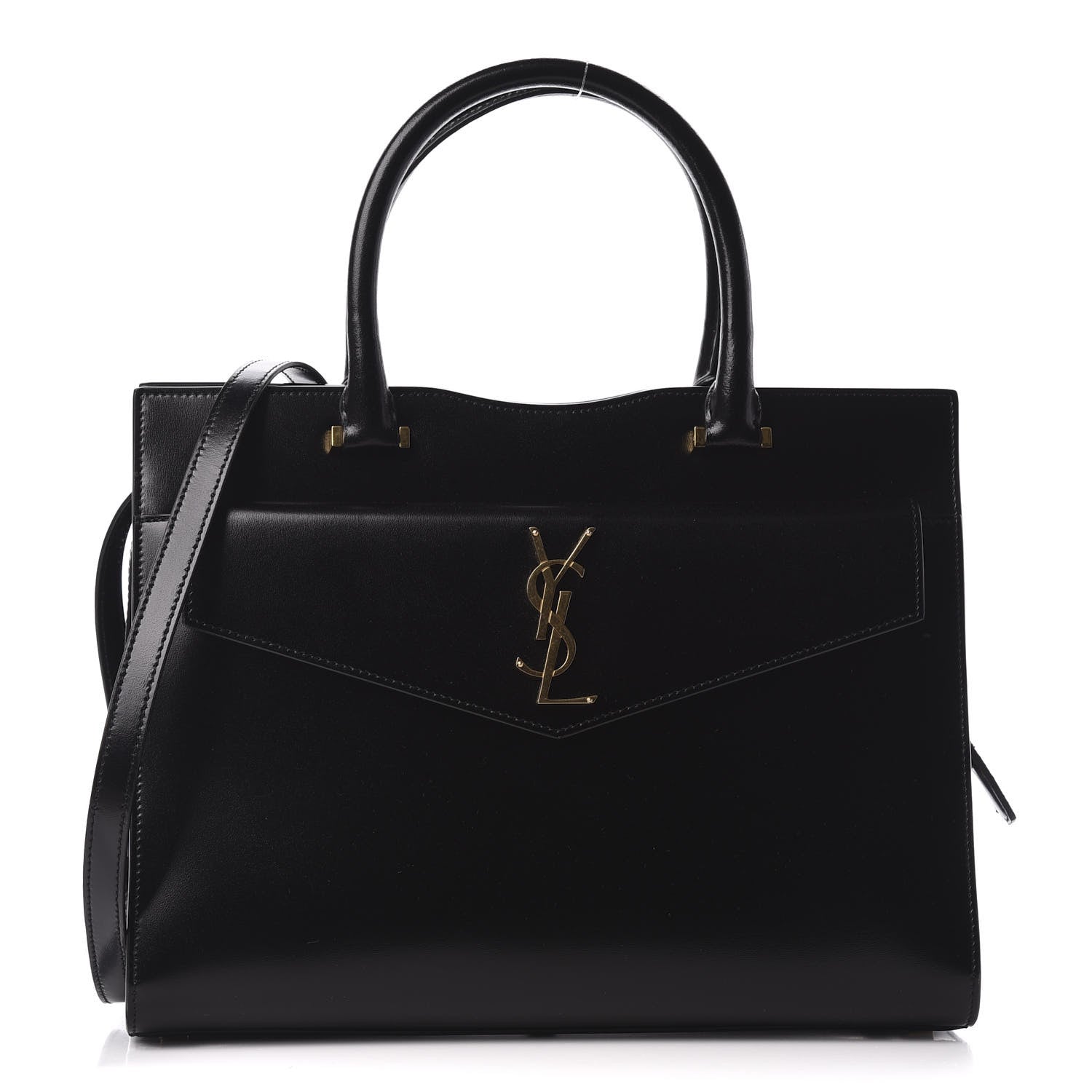 Saint Laurent Shiny Calfskin Medium Uptown Tote Black 1 of 8