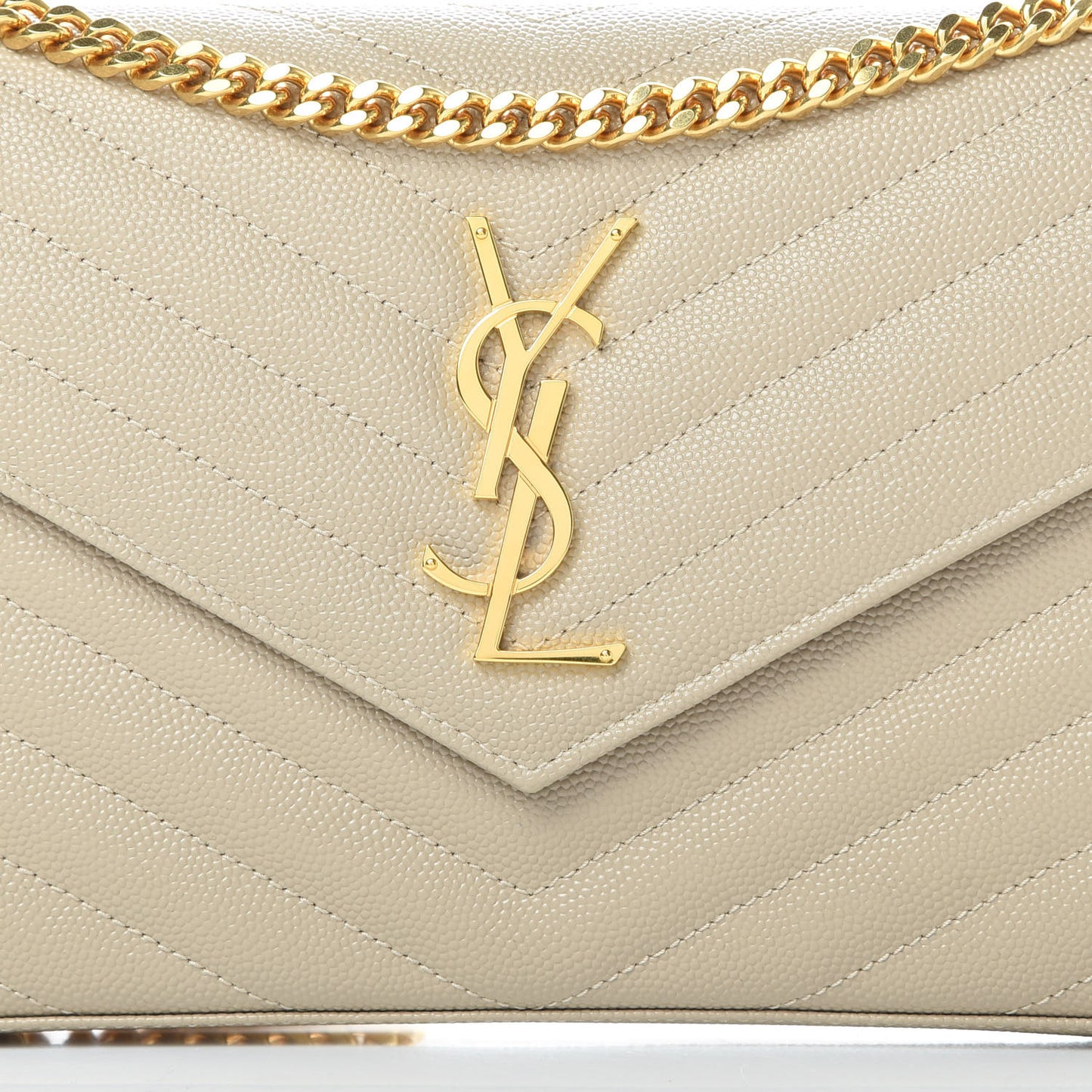 Grain De Poudre Matelasse Chevron Monogram Chain Wallet Sea Salt