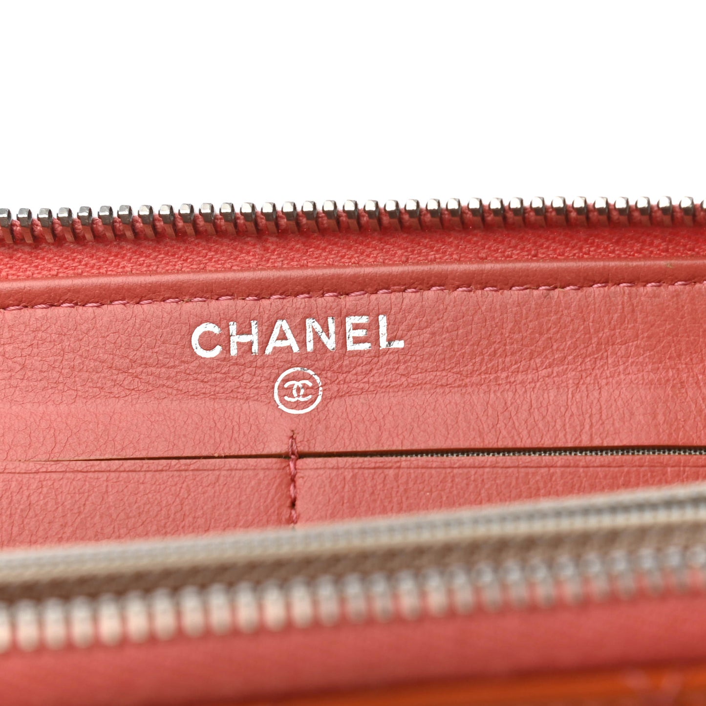 Patent Quilted Brilliant Zip Around Wallet Coral