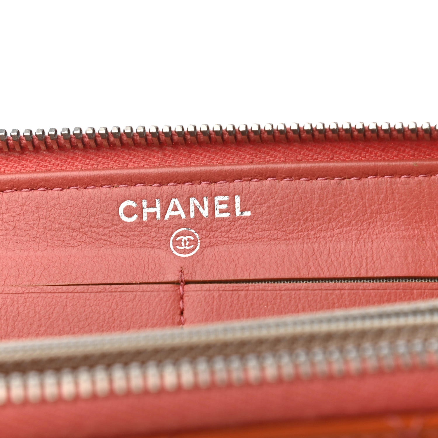 Chanel Patent Quilted Brilliant Zip Around Wallet Coral 6 of 8