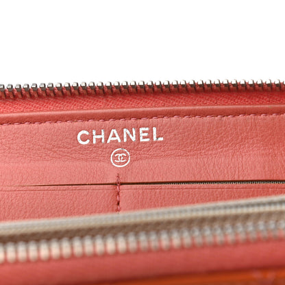 Chanel Patent Quilted Brilliant Zip Around Wallet Coral 6 of 8