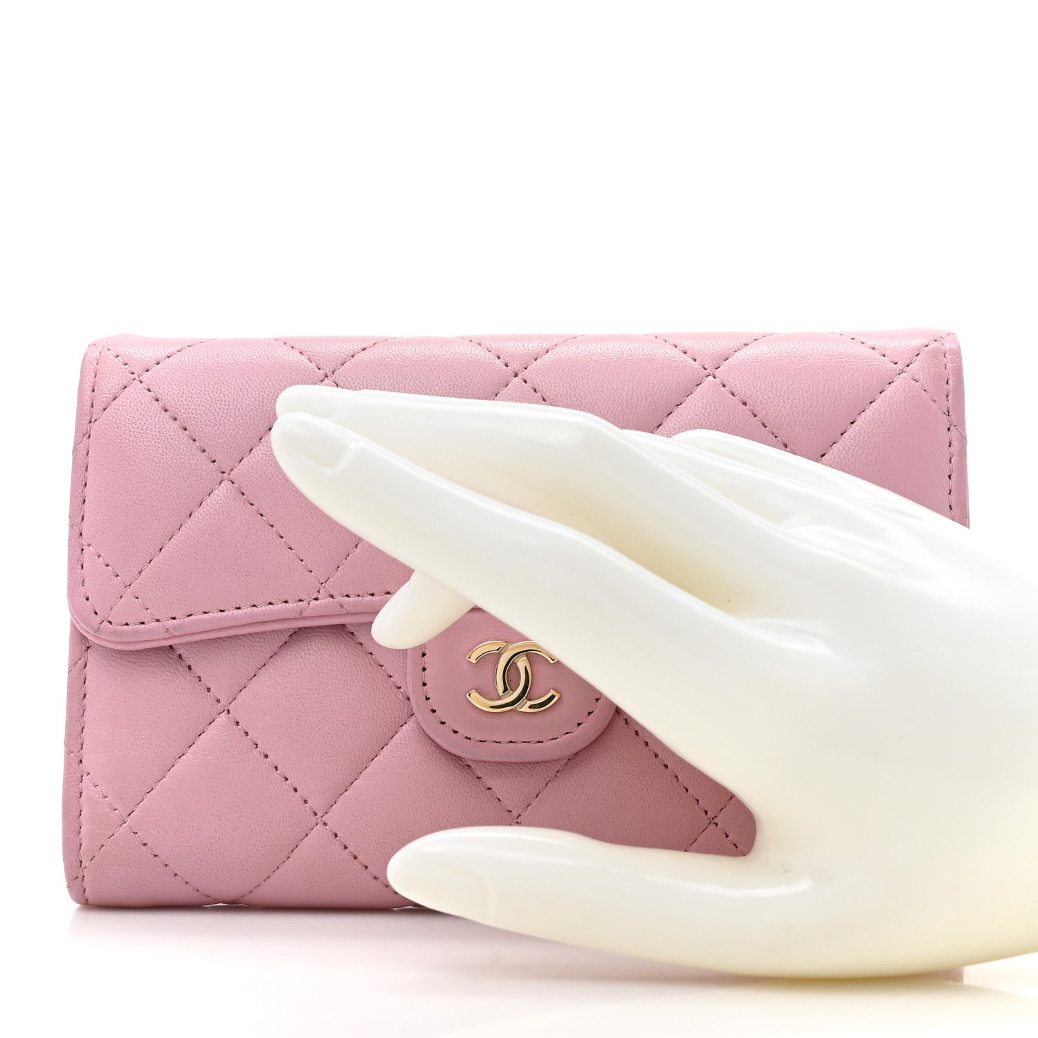 Chanel Lambskin Quilted Medium Flap Wallet Pink 2 of 15