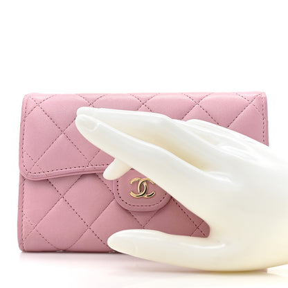 Chanel Lambskin Quilted Medium Flap Wallet Pink 2 of 15