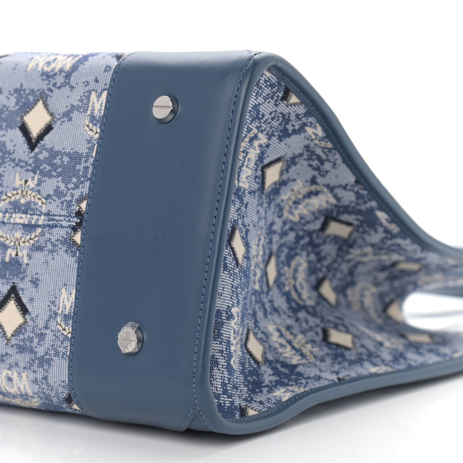 MCM Jacquard Monogram Large Tote Blue 10 of 10