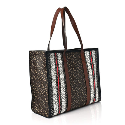 Burberry E-Canvas Monogram Stripe Small Book Tote Bridle Brown 2 of 7