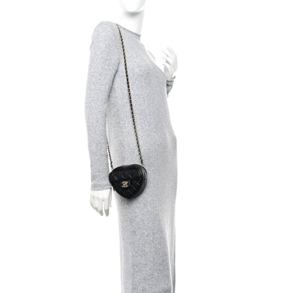 Chanel Lambskin Quilted CC In Love Heart Clutch With Chain Black 2 of 11