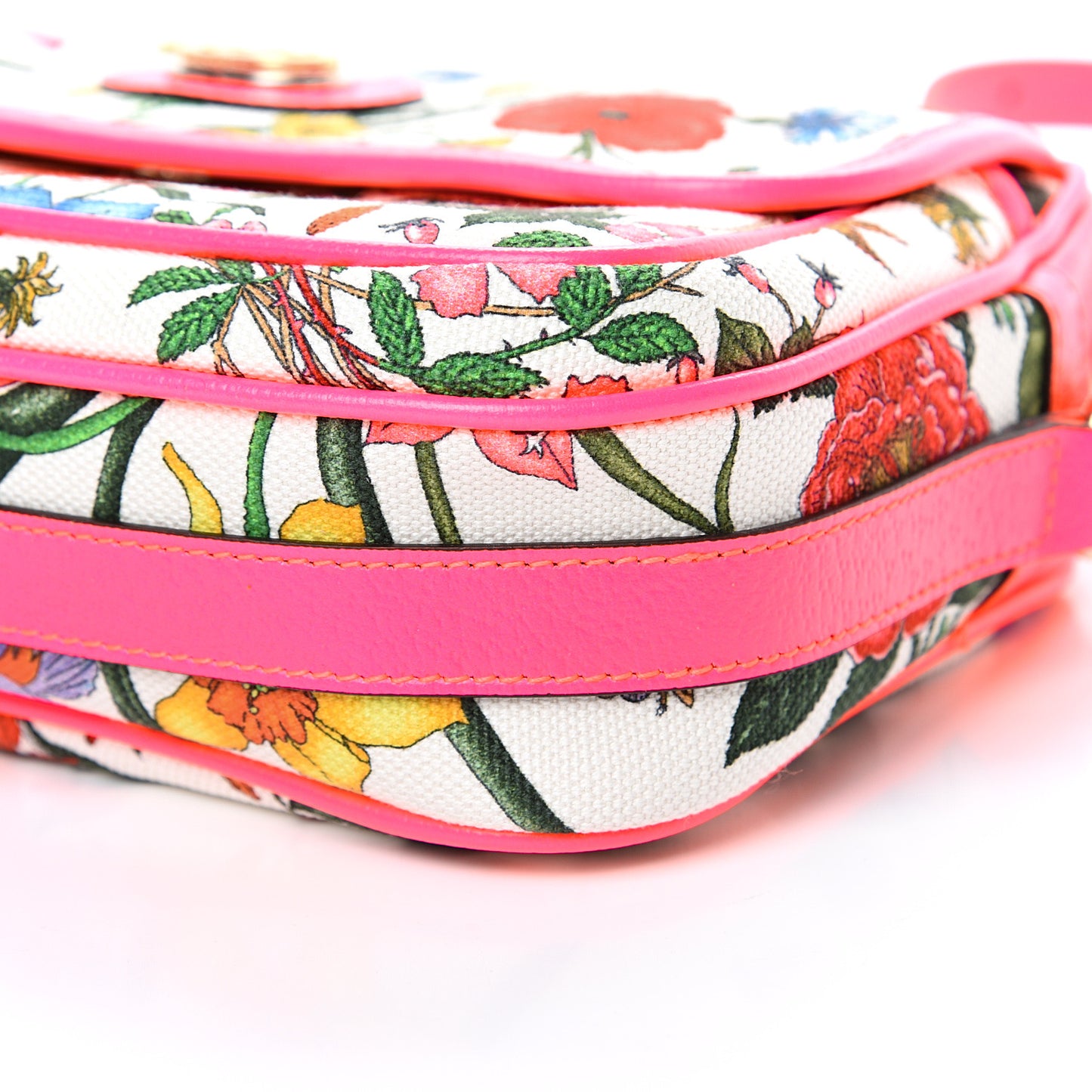 Canvas Flora Floral Shoulder Bag White Fuchsia Fluo