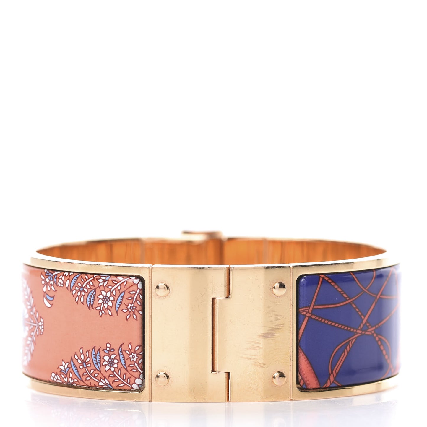 Enamel Printed Wide Coup De Fouet Au Bloc Hinged Bracelet M Rayon