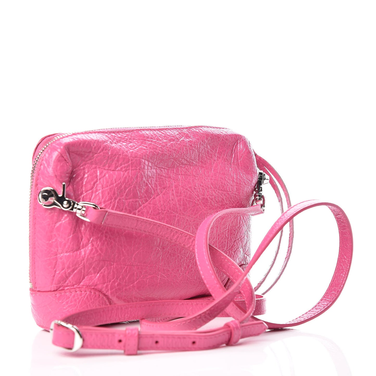 Agneau Arena Classic Silver Hardware XS Reporter Crossbody Rose Flamingo