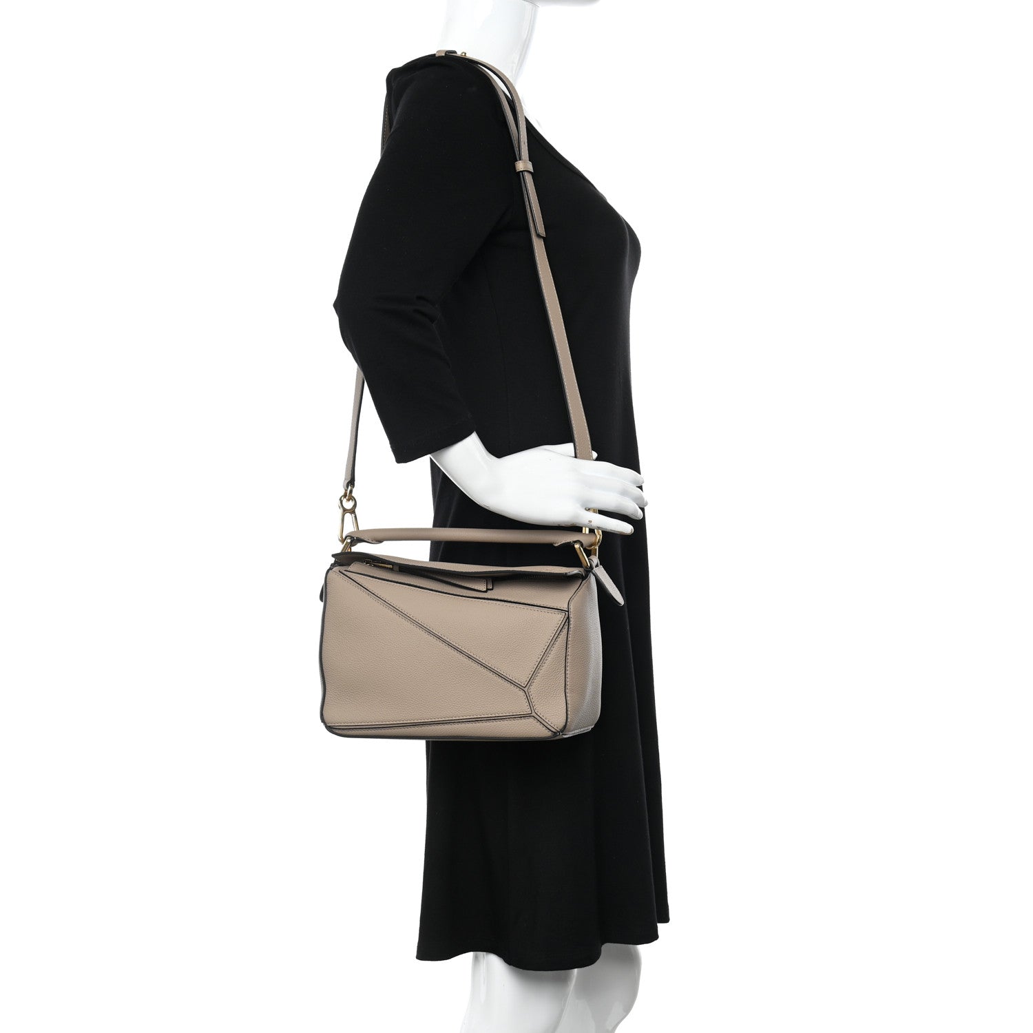 Loewe Grained Calfskin Small Puzzle Bag Sand 3 of 12