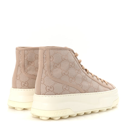 Gucci New Canvas GG Monogram Womens Tennis 1977 High Top 55mm Platform Sneakers 38.5 Skin Rose Dark Skin Rose 5 of 9