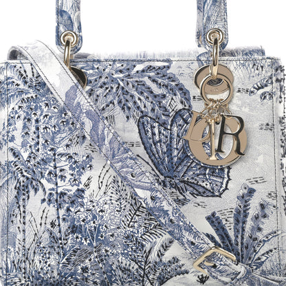 Christian Dior Lambskin Embroidered Medium Palm Tree Toile De Jouy Lady Dior Blue 8 of 11