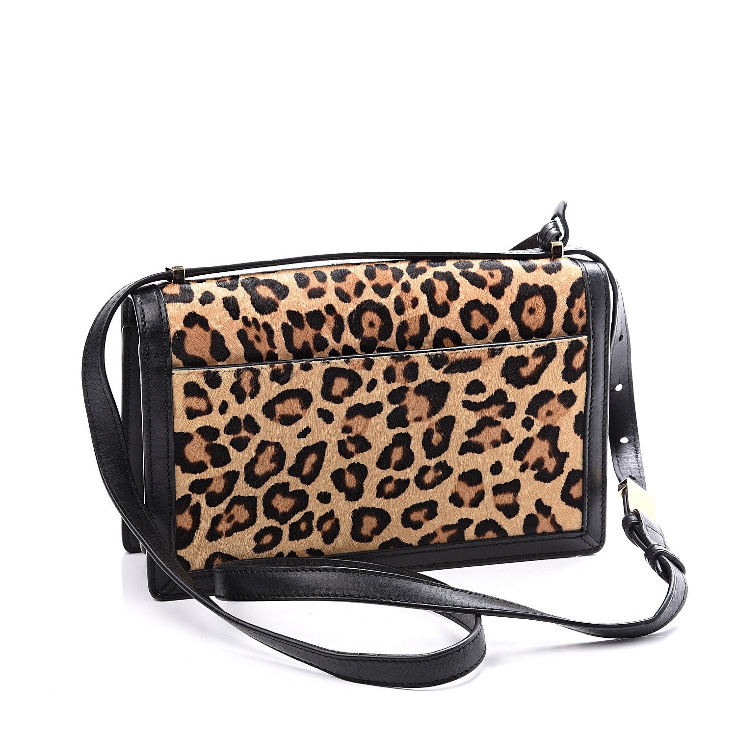 Loewe Calfskin Pony Hair Leopard Print Medium Barcelona Shoulder Bag Black 2 of 9
