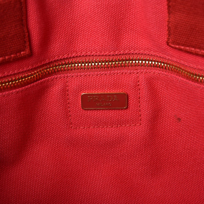 Prada Canapa Large Logo Shopping Tote Rosso 7 of 14