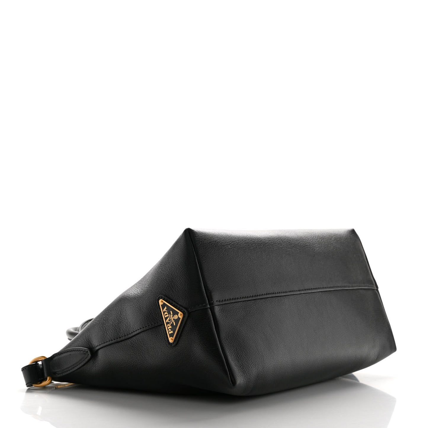 Glace Calfskin Embossed Logo Tote Black