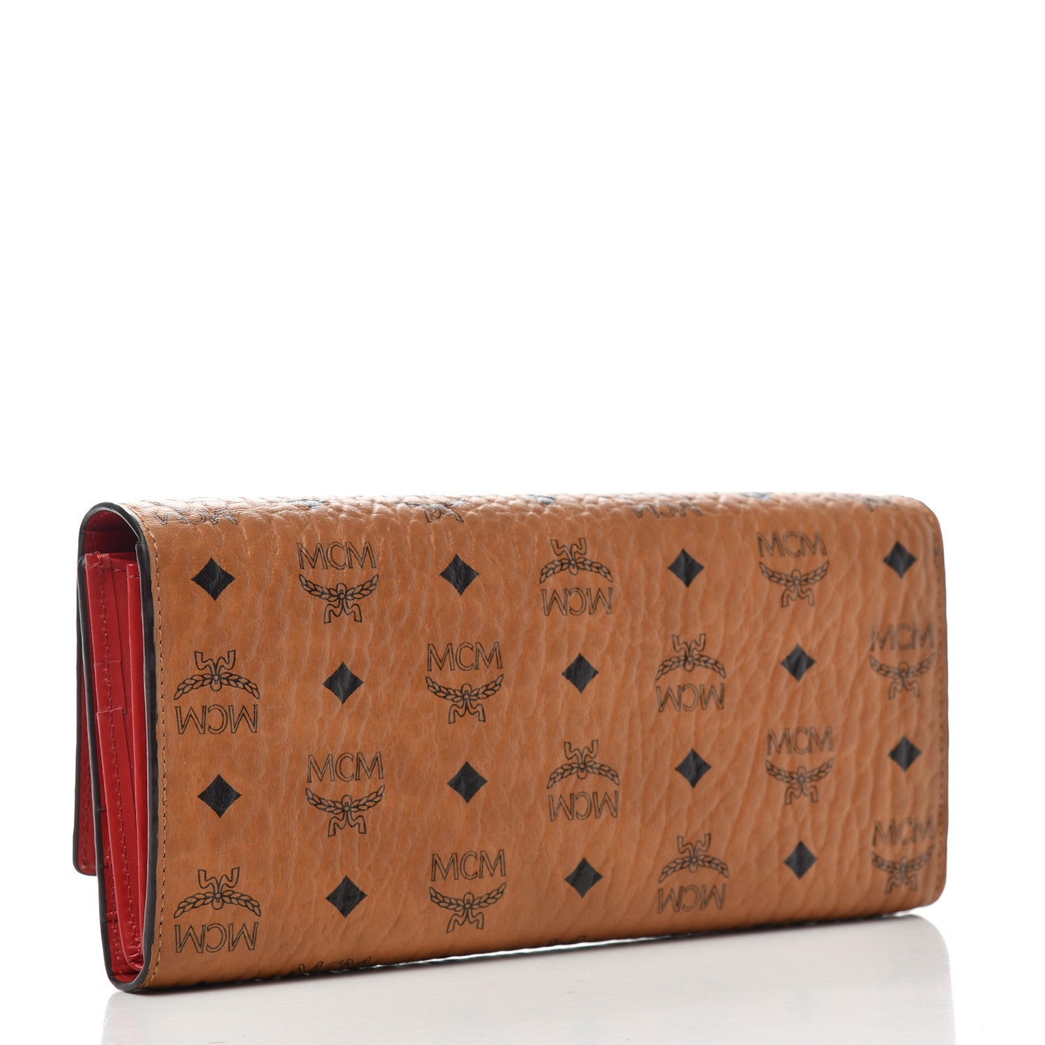 MCM Visetos Continental Flap Wallet Cognac Red 3 of 6