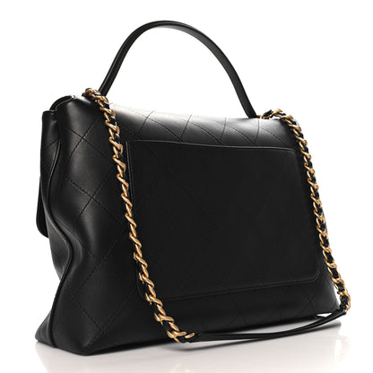 Chanel Calfskin Stitched Maxi Flap Top Handle Black 2 of 10