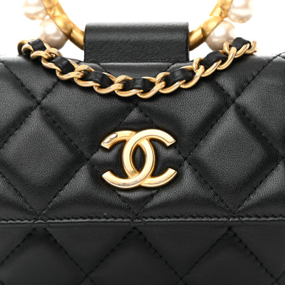 Chanel Lambskin Quilted Pearl Crown Clutch With Chain Black 10 of 12