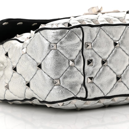 Valentino Garavani Metallic Nappa Medium Rockstud Spike Shoulder Bag Silver 8 of 17