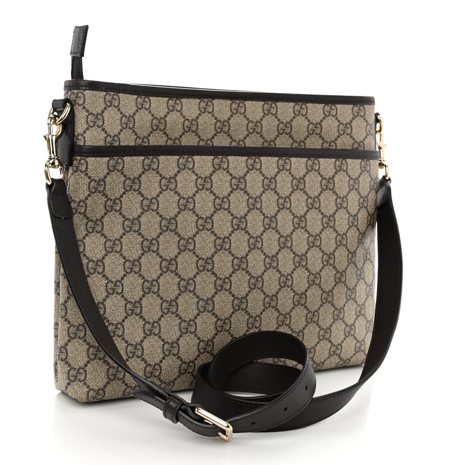 Gucci GG Plus Monogram Medium Flat Messenger Bag Dark Brown 3 of 11