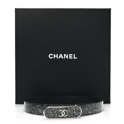 Chanel Glitter Calfskin CC Logo Skinny Belt 80 32 Charcoal 6 of 6