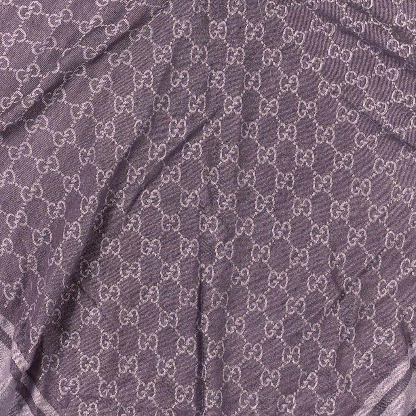 Wool Silk Fox Fur Monogram Shawl Scarf Violet Purple