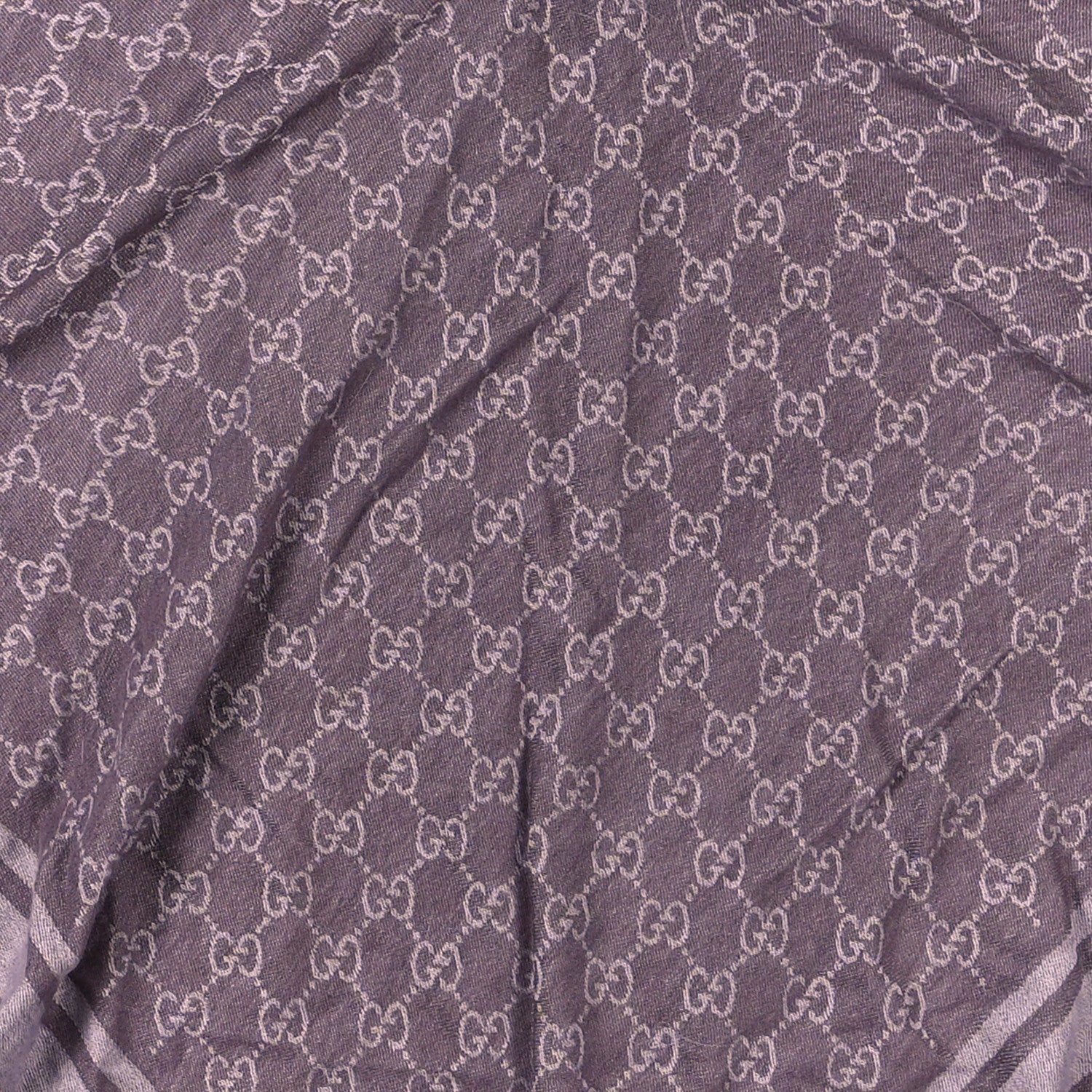 Gucci Wool Silk Fox Fur Monogram Shawl Scarf Violet Purple 3 of 4