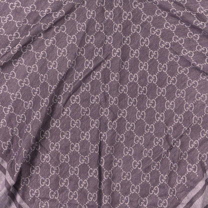 Gucci Wool Silk Fox Fur Monogram Shawl Scarf Violet Purple 3 of 4