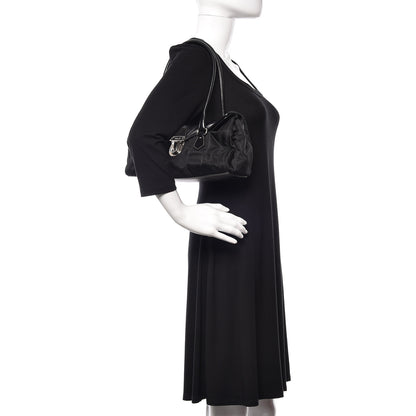 Prada Tessuto Nylon Vitello Foldover Pushlock Satchel Black 2 of 9
