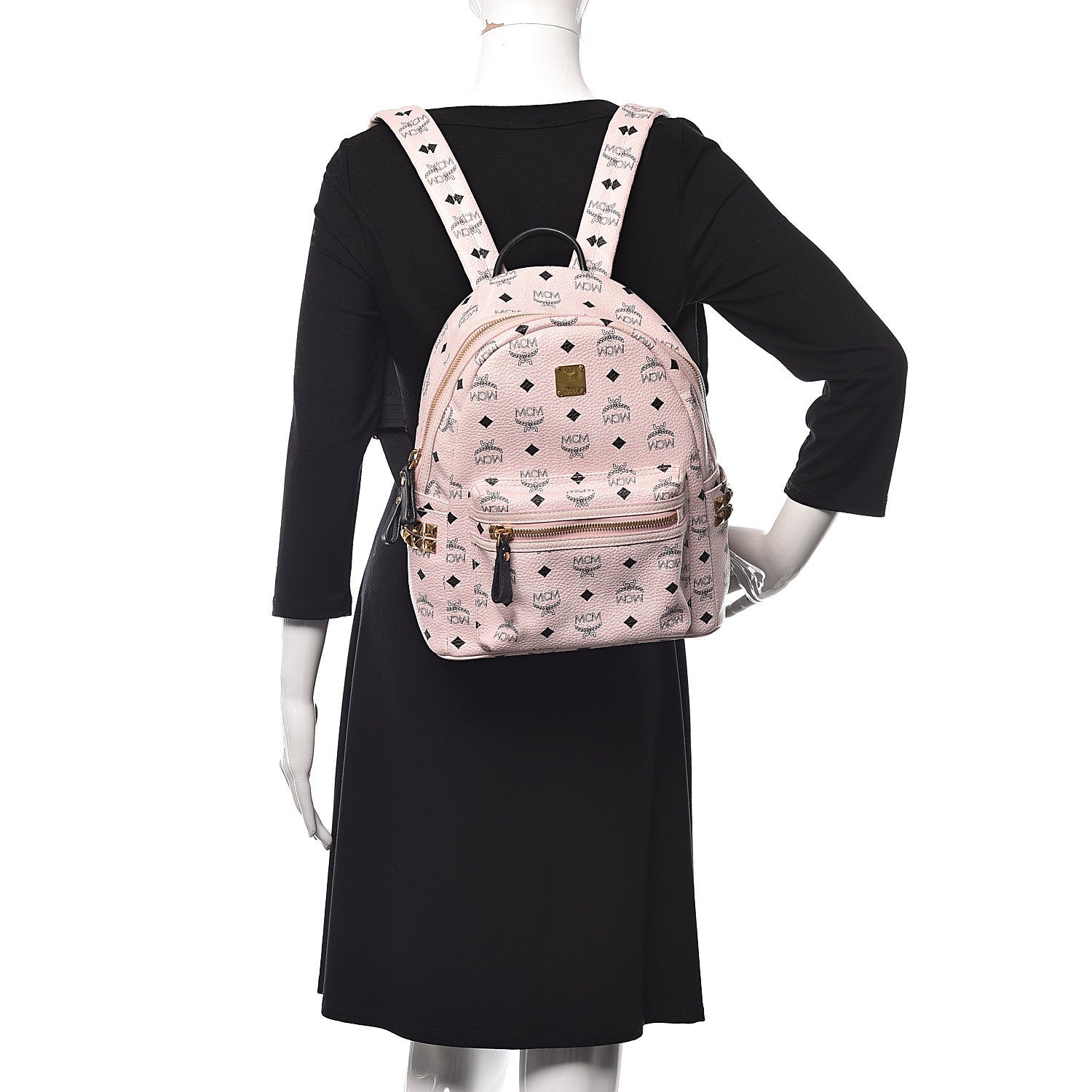 MCM Visetos Small Side Stud Stark Backpack Light Pink 2 of 16